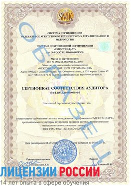 Образец сертификата соответствия аудитора №ST.RU.EXP.00006191-3 Новочеркасск Сертификат ISO 50001